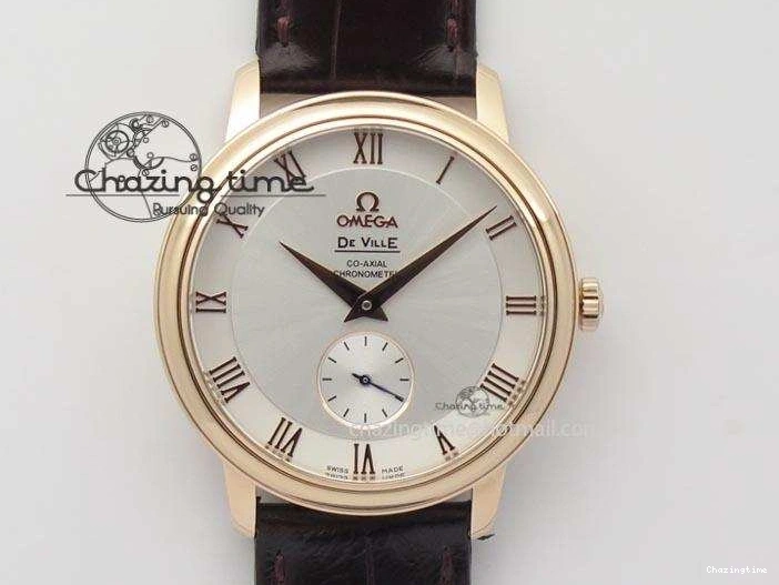 0316 Popular De Ville MK 1:1 Best Edition RG White Dial On Black Leather Asian Seagull T1701 (Sec@6) 8237